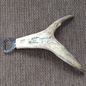 Natural Deer Antler Bottle Opener Hand Forged Signed & Dated 1997